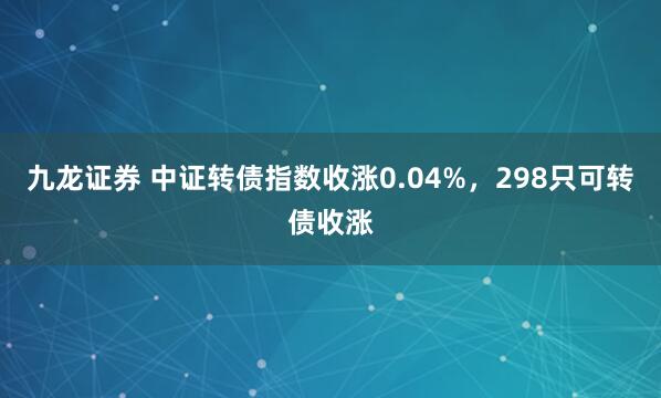 九龙证券 中证转债指数收涨0.04%，298只可转债收涨
