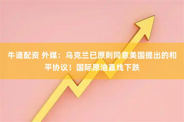 牛道配资 外媒：乌克兰已原则同意美国提出的和平协议！国际原油直线下跌